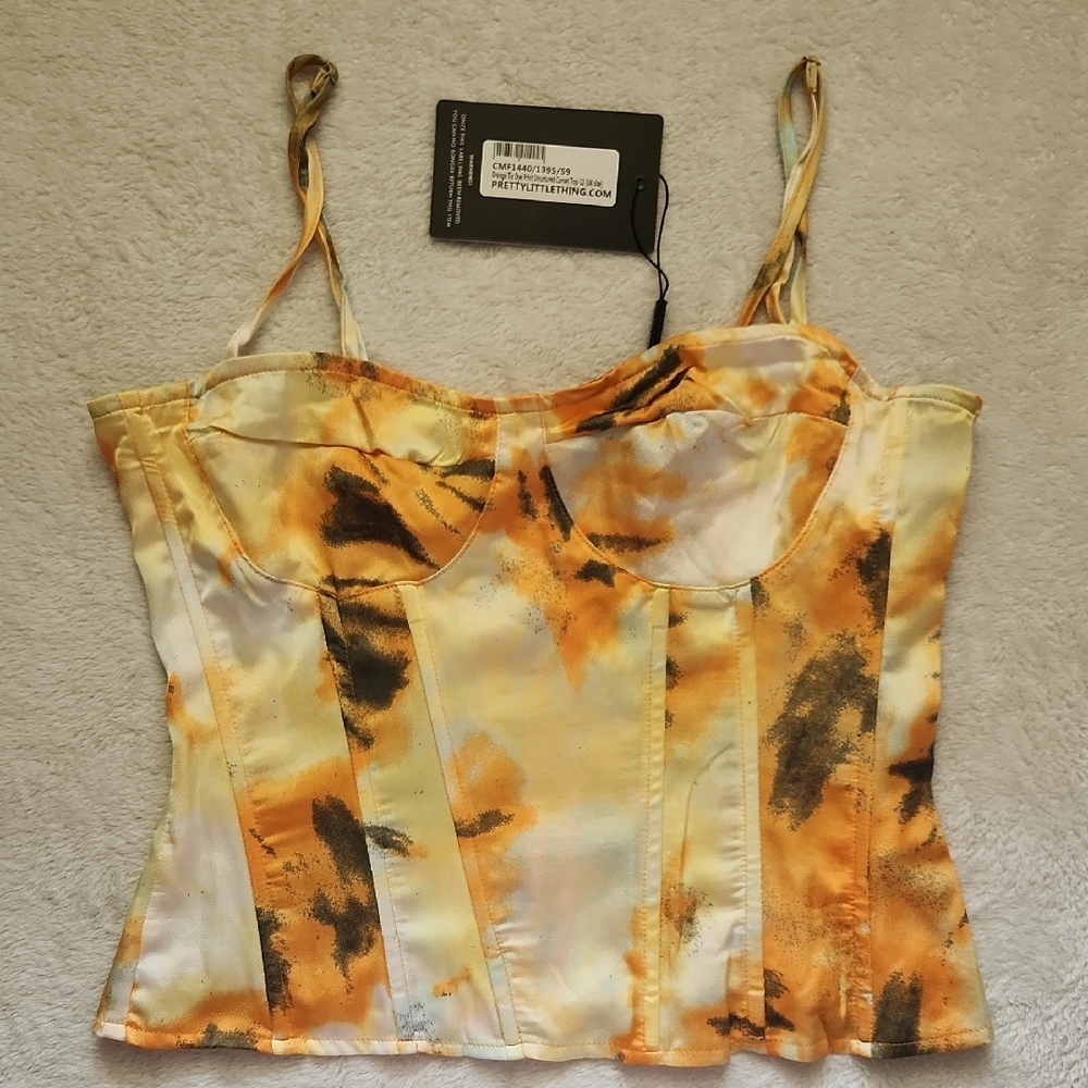 PrettyLittleThing Vibrant Yellow and Black Corset - Picture 7 of 8